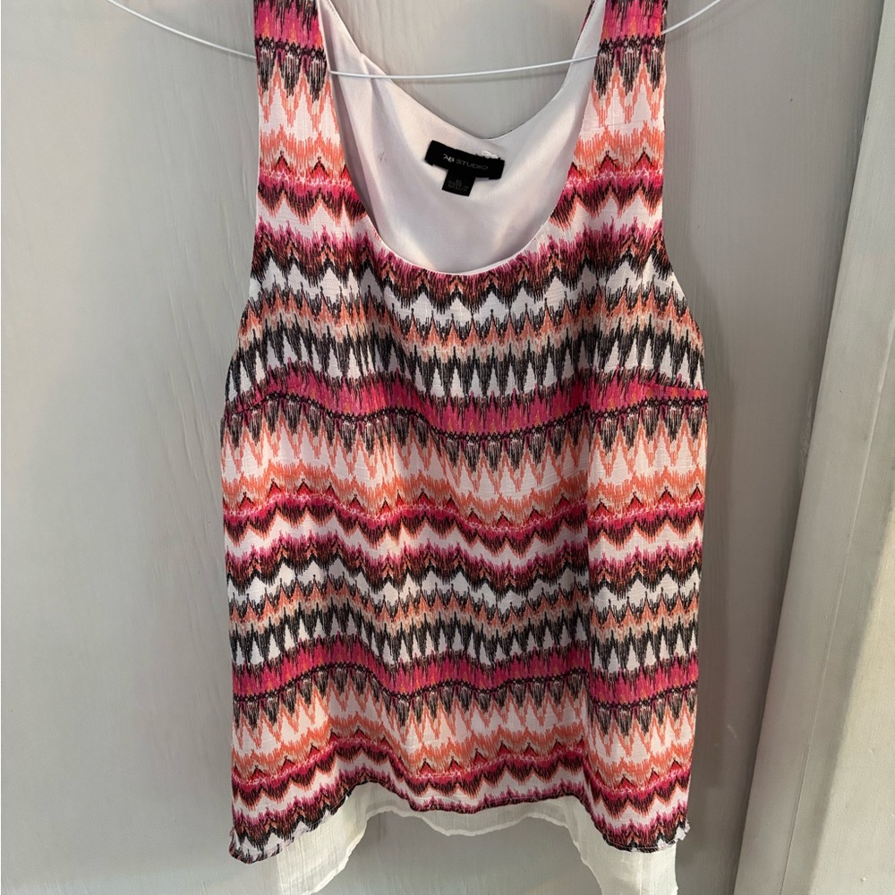 AB Studio Pink and Red Graphic sleeves blouse